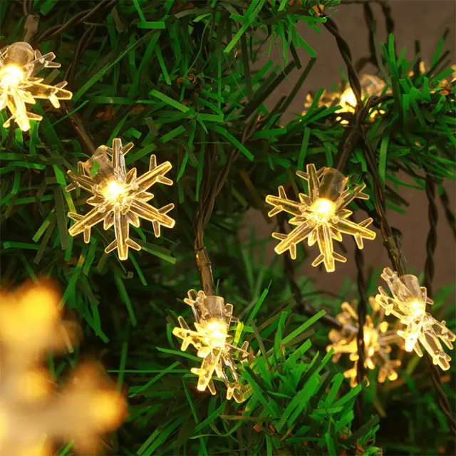 RexTech Solar lichtsnoer buiten 'Blitzen' - Lichtslinger met sneeuwvlokjes - Kerstverlichting met 20 leds - Feestverlichting - Tuinverlichting op zonne-energie