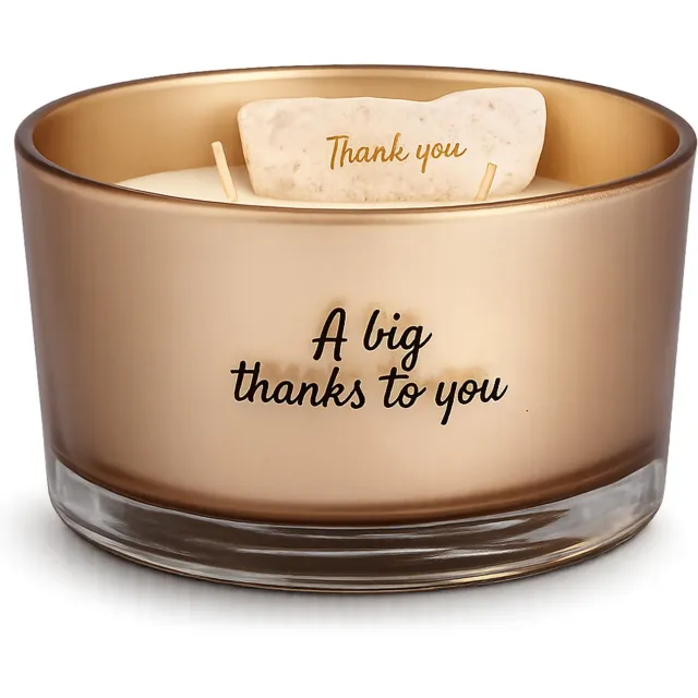 My Flame Lifestyle MY FLAME - Sojakaars met natuursteentje - A BIG THANKS TO YOU - Geur: Silky Tonka - Branduren: 50u - Kleur: Goud