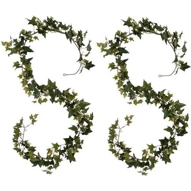 Mica Decorations klimop Hedera - 2x - hangplant/slinger - 180 cm - groen - Kunstplanten decoratie