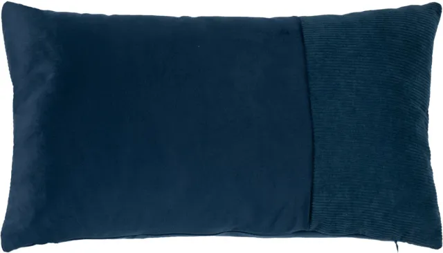 Linen & More sierkussen velvet en ribstof - blauw - 30 x 50 cm blue