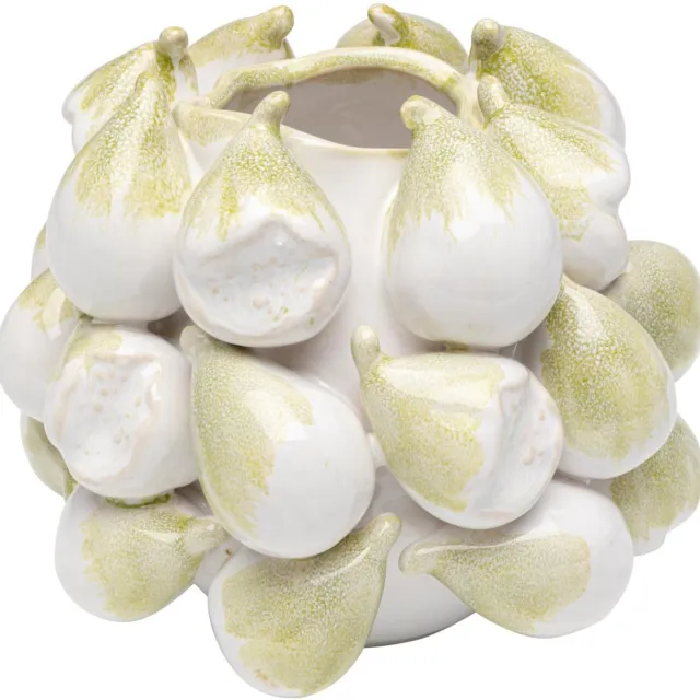 Unyqoos Stijlvolle decoratieve vaas met fruitmotief voor woonkamer en hal, Vaas, Keramiek, Groen, 15cm