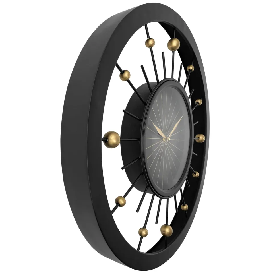 Wandklok 60cm-Geruisloos-Zwart-Metaal-NeXtime 'Orbit', foto 3