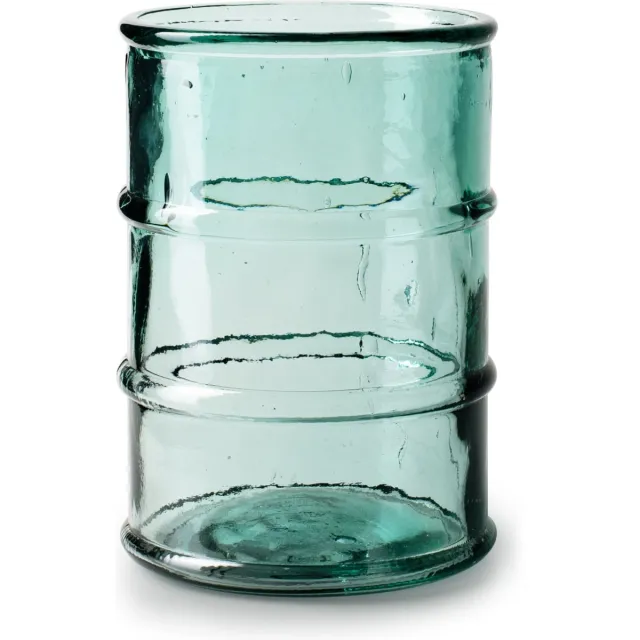 Jodeco Bloemenvaas Barril - transparant blauw - eco glas - 14 x 20 cm - cilinder vaas
