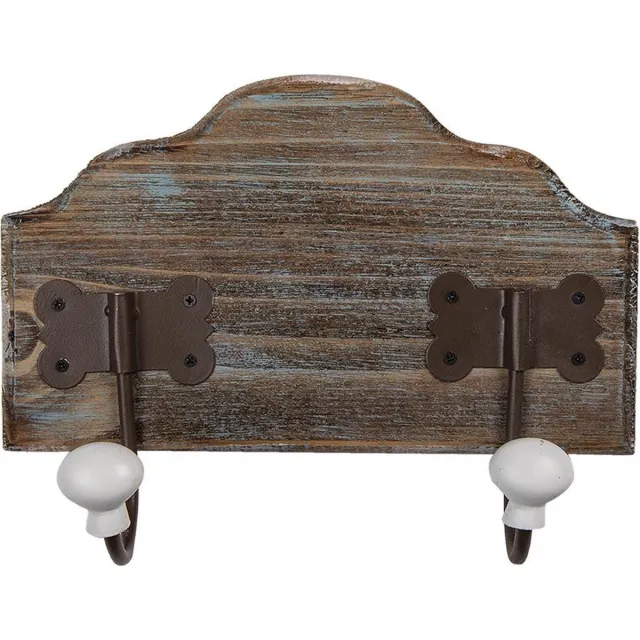 Clayre & Eef Wandkapstok 2 haken 25x9x19 cm Bruin Hout Ijzer