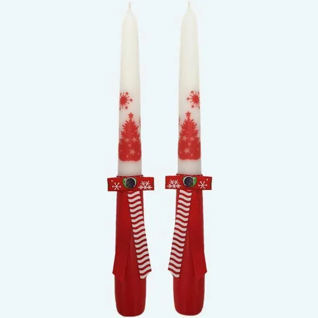 Van Licht Gotische Kerstkaarsen wit/rod