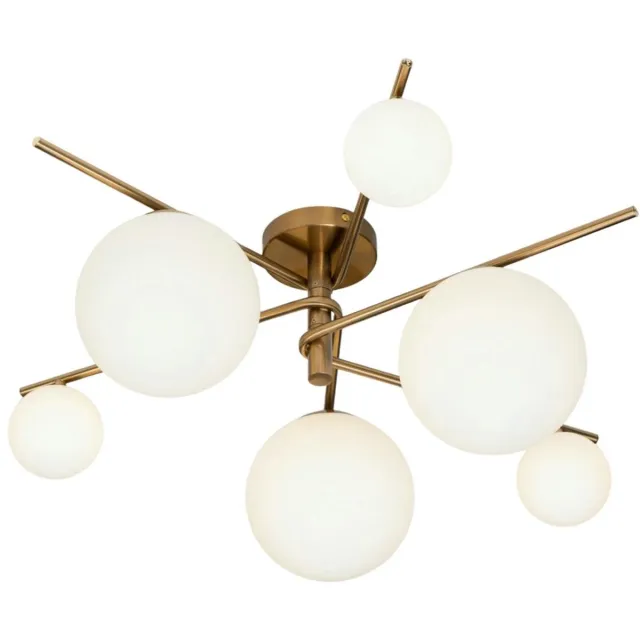 KOSILUM Belisto - Plafondlamp - Messing en wit - Metaal en glas
