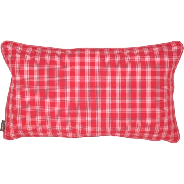 Linen & More Kussen Levy Check Linen/Rood | 30 X 50 | Sierkussen Voor Woonkamer Of Slaapkamer