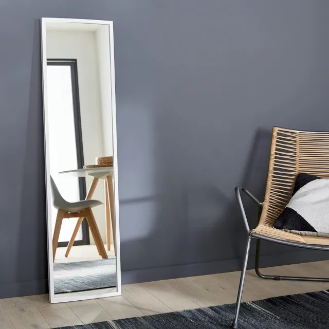 Inspire Rechthoekige spiegel Milo, met houten frame, wit hout, 30 x 120 cm (b x h)