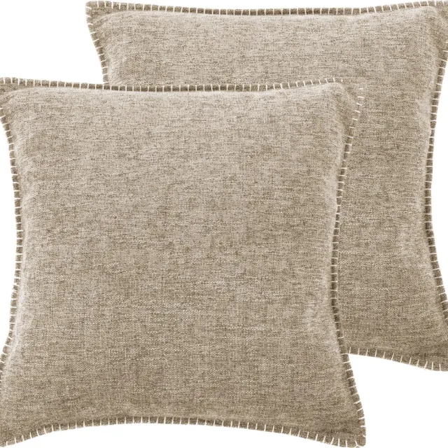 Tiseco Home Studio - Kussen DAMIAN (gevuld) - SET/2 - 100% polyester - Vierkant - 45x45 cm - Zand SAND