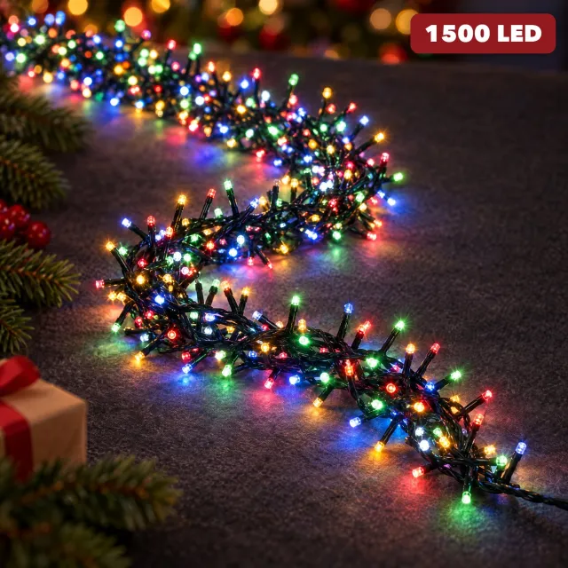 Lomera Kerstlampjes Multicolor 1500 LED - Microcluster Kerstverlichting - Kerstboomverlichting - Clusterverlichting - Lichtsnoer voor Binnen en Buiten - Timer - 8 Lichtfuncties met Geheugen - IP44