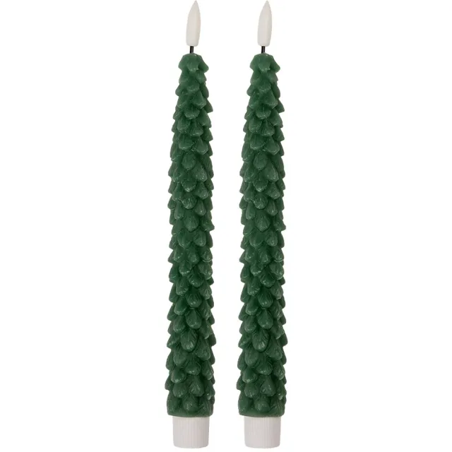 Clayre & Eef LED Dinerkaarsen set van 2 Ø 3x25 cm Groen Wax