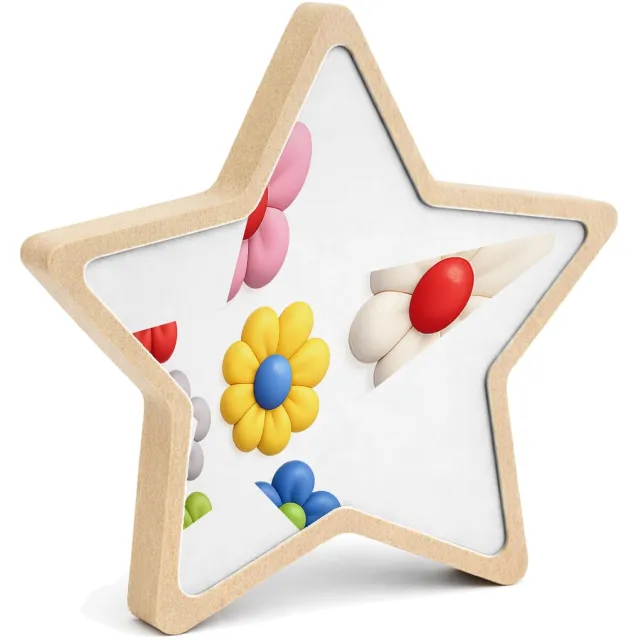 Mr Cadeautjes MDF fotolijst ster 14 x 13,5 - design Een reeks speelse fruitvormen met verschillende texturen, ne | cadeau Wit