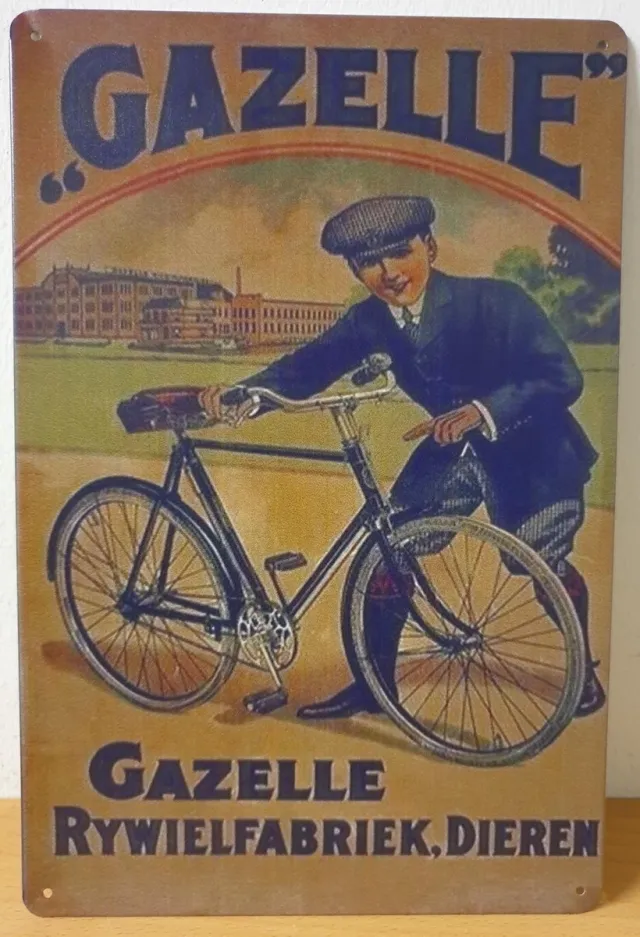 Gazelle fietsen rijwielfabriek dieren Reclamebord van metaal METALEN-WANDBORD - MUURPLAAT - VINTAGE - RETRO - HORECA- BORD-WANDDECORATIE -TEKSTBORD - DECORATIEBORD - RECLAMEPLAAT - WANDPLAAT - NOSTALGIE -CAFE- BAR -MANCAVE- KROEG- MAN CAVE multi