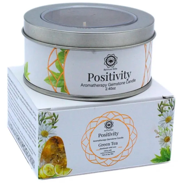 Green Tree Edelsteen - Geurkaars - Gemstone Candle - Positivity - Green Tea - 70g Multicolor