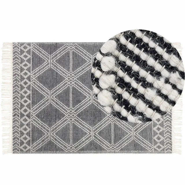 Beliani TOPRAKKALE - Modern vloerkleed - Gebroken wit - 160 x 230 cm - Wol Grijs