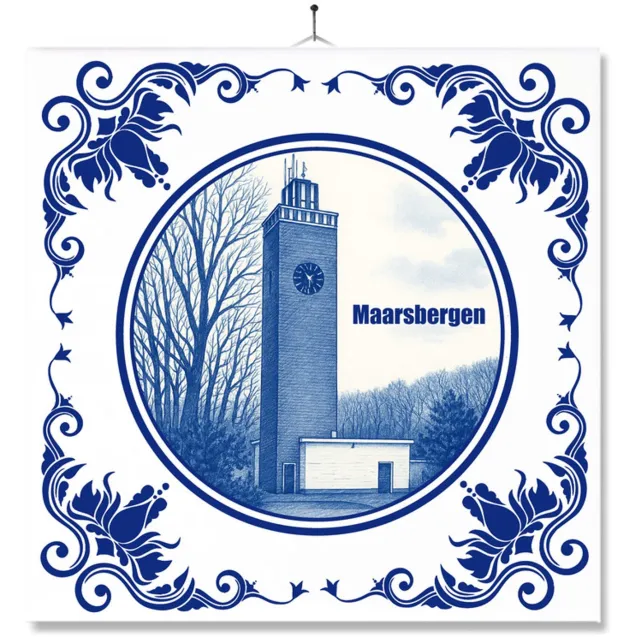 MC Living Tegel Met Opdruk | Maarsbergen | Delft Blauw | Cadeau | Inclusief Geschenkdoos | Standaard | Ophangsysteem Multi-Color