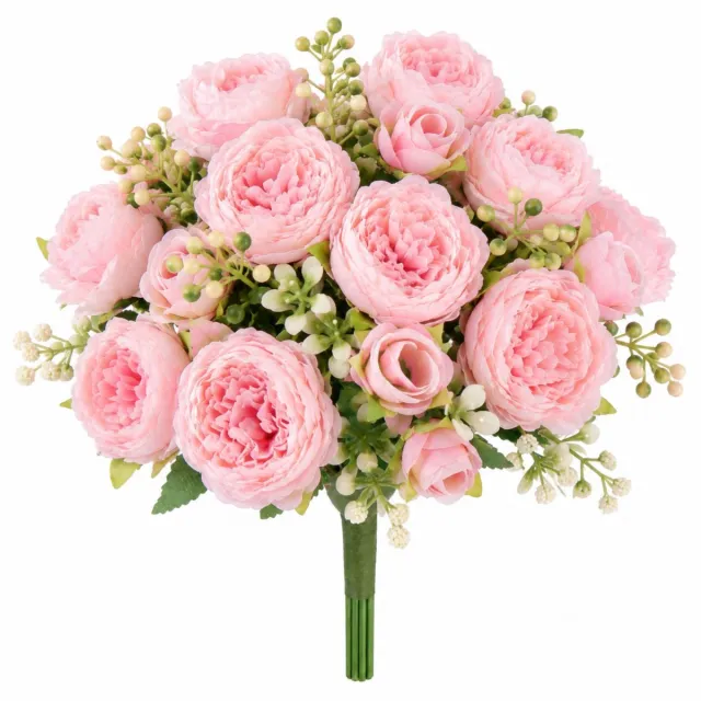 ROSIFY Kunstbloemen Kunst Pioenrozen Roze – 4 Stelen – Kunstbloemen Boeket – 30 cm – Roze Bloemen voor Vaas Roze 4
