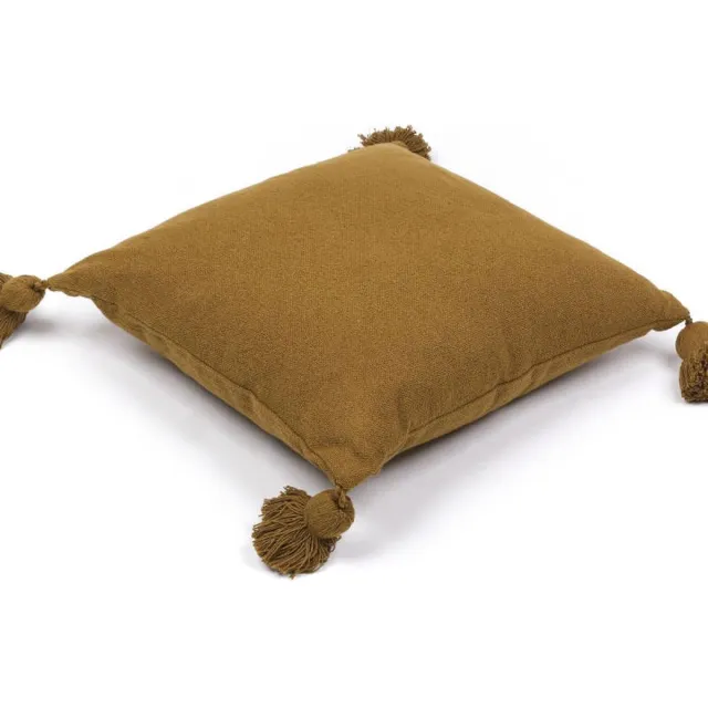 Today Kussen met pompons, katoen, 45 x 45 cm bruin