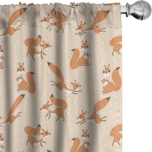 ABAKUHAUS Eekhoorn Gordijnen Fluffy – 2x75x225 cm – Perzik Oranje Bruin Peach Orange Braun