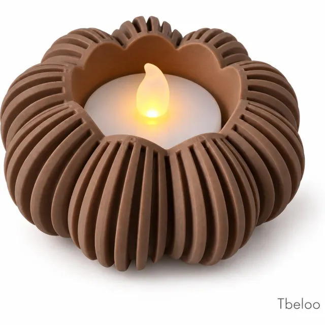 Tbeloo Pompoen Theelichthouders - Set van 3 - Japandi - Bruin chocoladebruin