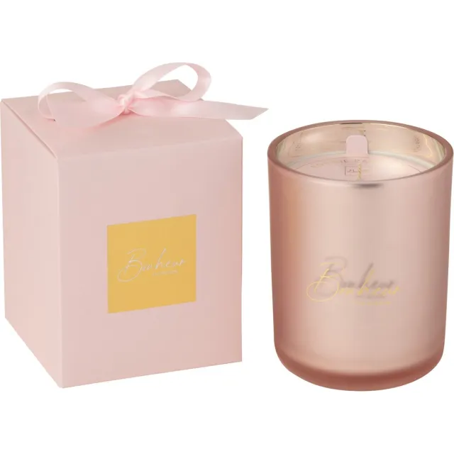 J-Line geurkaars Bonheur - Sapphire Amber Tea - glas - roze - large - 65U
