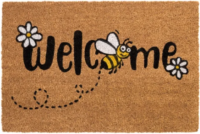 Cosy Creations Eco kokos deurmat Welcome 60 x 40 cm Bruin, Zwart, Wit, Geel