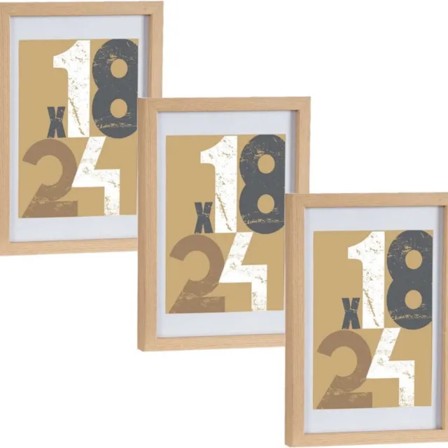 Arte r 3x stuks houten fotolijst - bruin - 21 x 30 cm - fotolijstje - met passe-partout - decoratie Wit