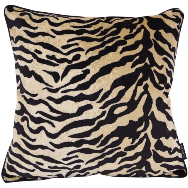 NOVÉE Zebra Muse Kussenhoes | 45x45 cm | Velvet/Polyester zwart/beige