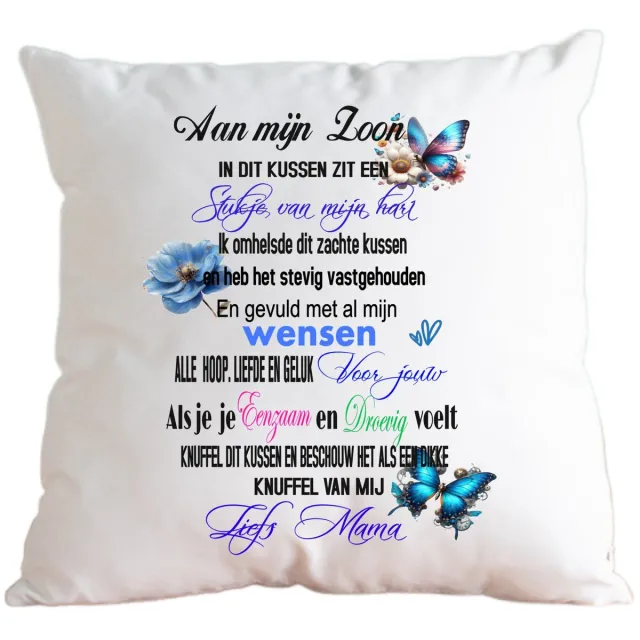 Looster-art&design Bedrukte kussen met spreuk voor dochter - zoon - mama - papa - tekst - troost kussen wit zoon