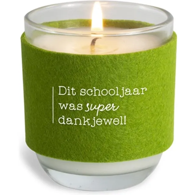 Miko Bedankt-schooljaar-juf-meester-einde schooljaar-kaars-cosy candle wit