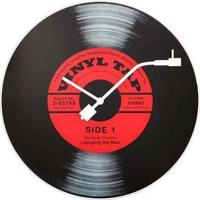 NeXtime NE-8141 Wandklok Dia. 43 Cm, Glas, 'Vinyl Tap' Zwart