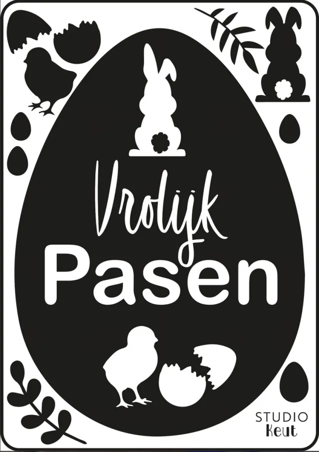 Studio Keut Raamsticker - Pasen - 1 vel A4 zwart