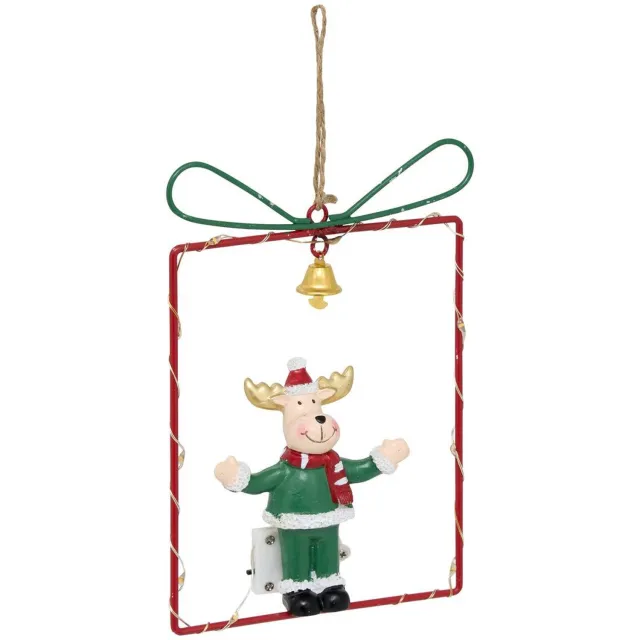 Feeric lights & Christmas Verlichte dennenboomhanger van metaal, 18 cm, als cadeau Rouge