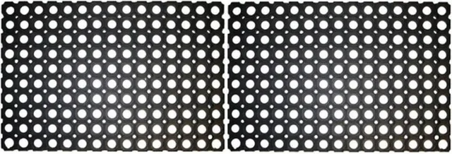 Benson Deurmat - 2x - rubber - 60x40 cm - schoonloopmat - rubberring - ringmat - buitenmat Zwart