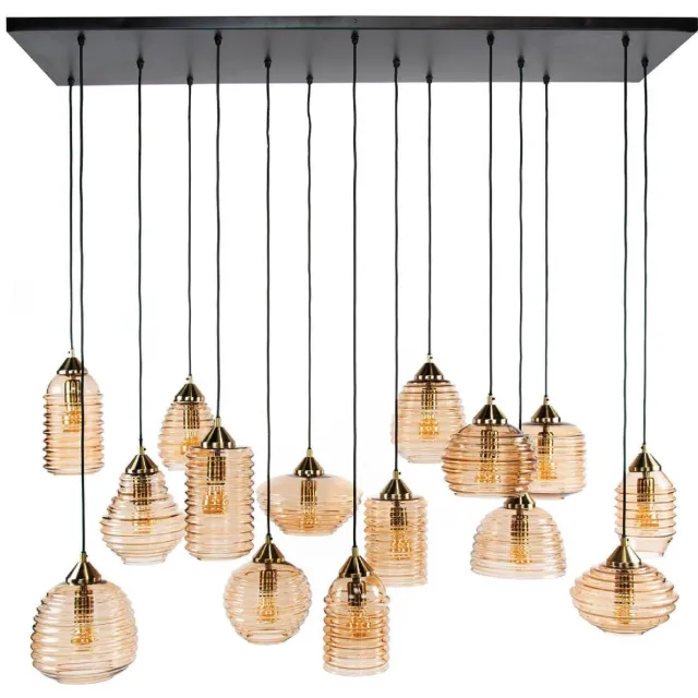 Nest of Nora Hanglamp glas 15-lichts - Amber Oranje