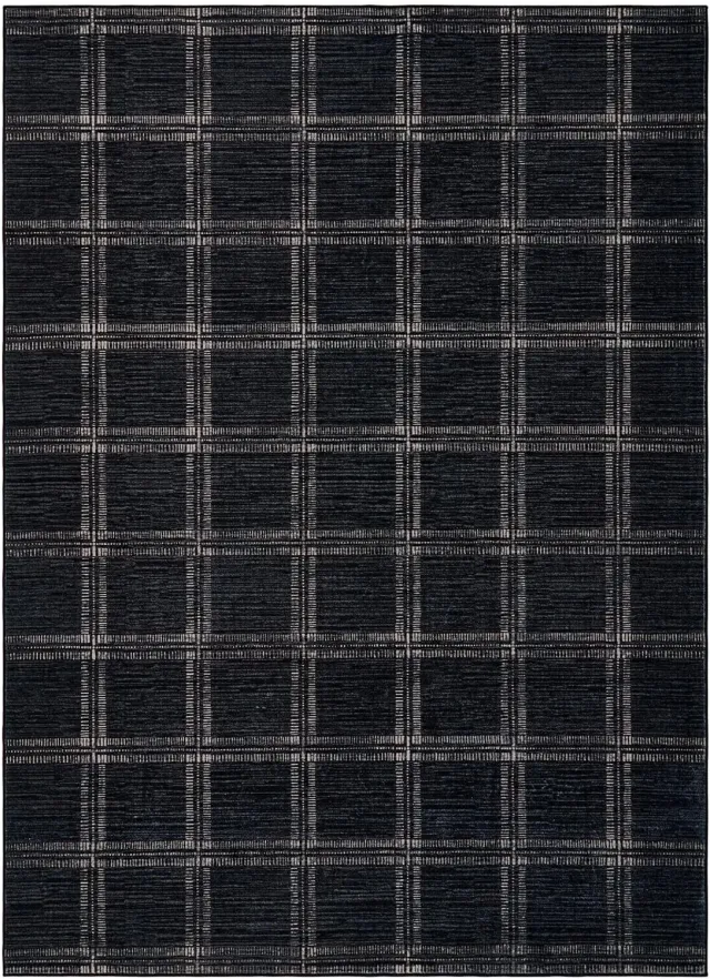Triumpunpre Washbaar Vloerkleed - Opvouwbaar Printtapijt met geometrisch lijnpatroon met Antislip TPR Onderkant - Zwart 120 x 170 cm