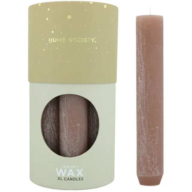 Home Society Diner Candle XL - Doos 7 stuks - Roze - Rond 3,4 cm - 21 cm hoog