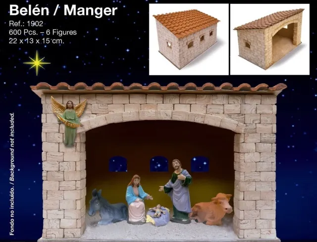 Aedes Ars 1902 Kerststal van Bethlehem – Miniatuur Bouwpakket met Echte Steen en 6 figuren multi