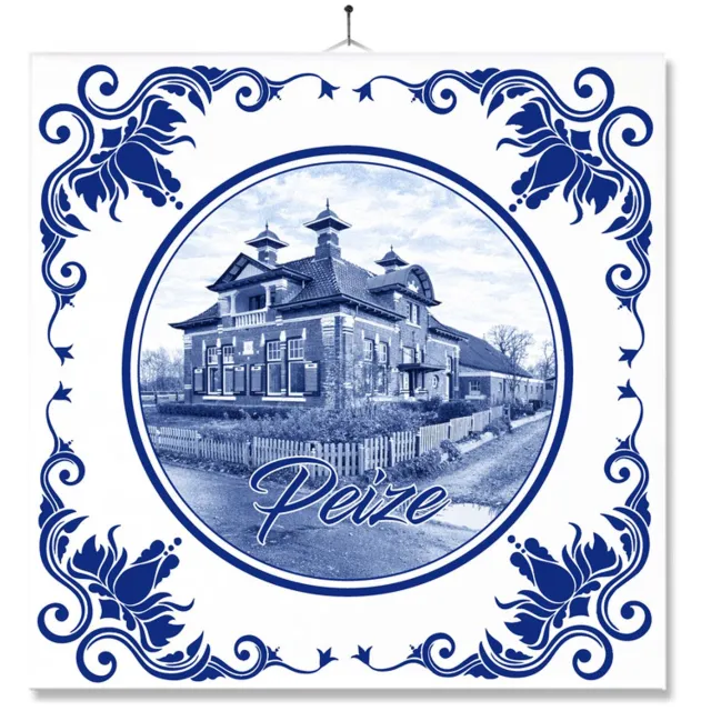 MC Living Tegel Met Opdruk | Peize | Delft Blauw | Cadeau | Inclusief Geschenkdoos | Standaard | Ophangsysteem Ontwerp 2