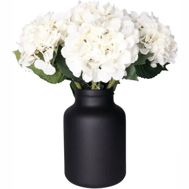 Bellatio Design Kunstbloem Hortensia tak - 8x - creme wit - 48 cm - losse steel - Kunst zijdebloemen - hydrangea