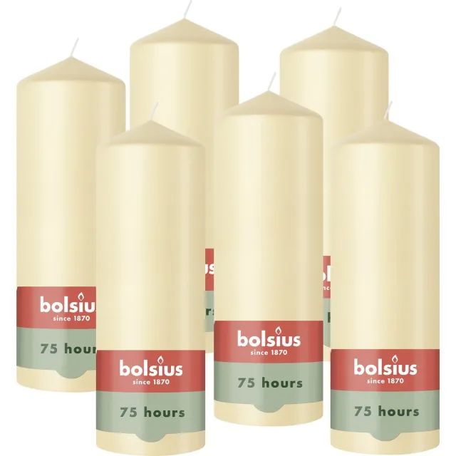 Bolsius Gladde Stompkaarsen - 6 Stuks - Beige - 20 cm - 75 Branduren