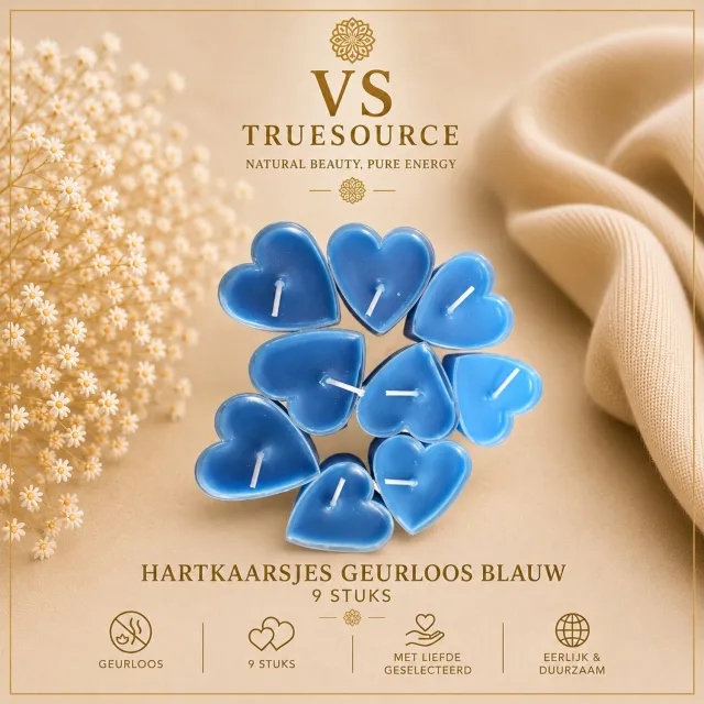 VS TrueSource Hart kaarsjes 9 stuks kleur blauw