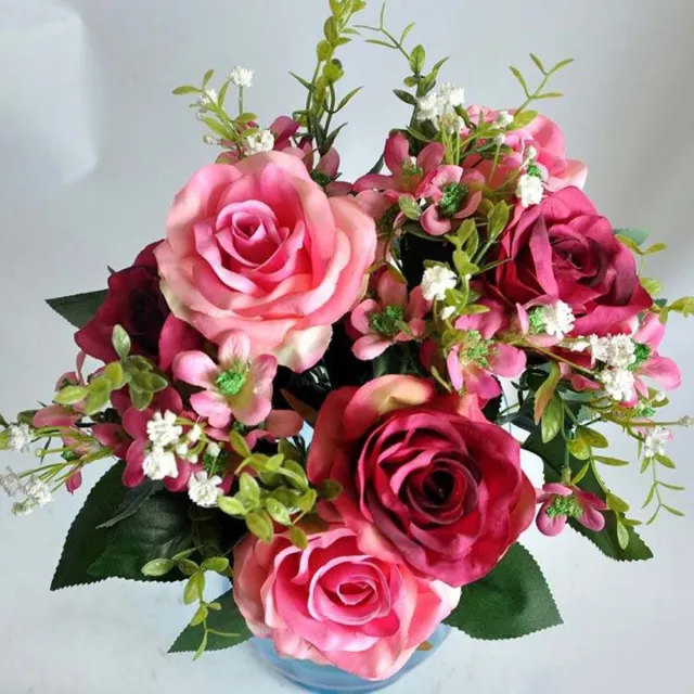 JMKA Kunstbloemen- bloemen- kunstbloemen voor binnen- kunstplant- Nepbloemen- boeket Donker roze