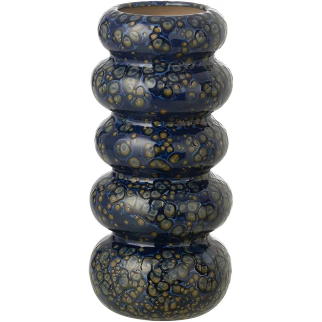 J-Line vaas Ringen - porselein - donkerblauw - small