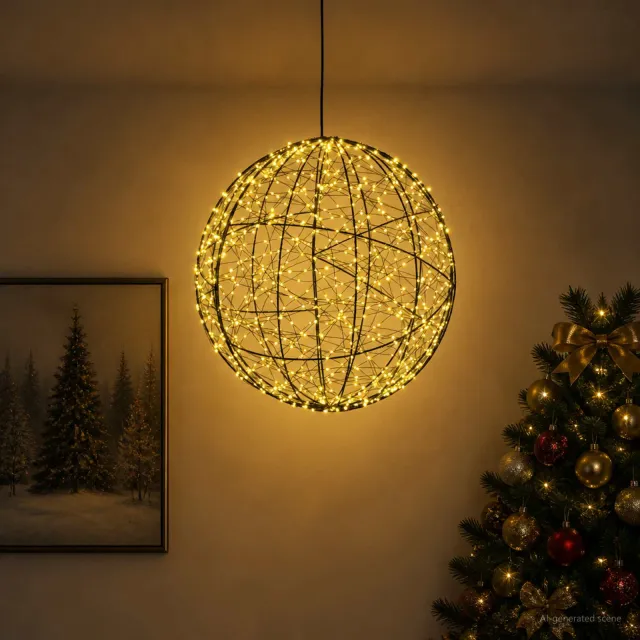 vidaXL Kerst Finial Licht 950 LED's Warmwit Diameter 60 x 63 cm