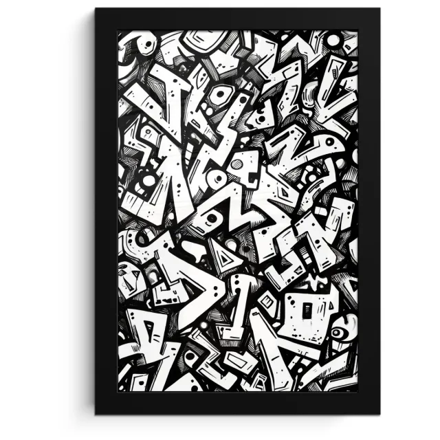 FrameYourWall Poster in lijst - Fotolijst 20x30 cm - Posters - Vormen - Letters - Graffiti - Zwart - Posterlijst zwart - Decoratie - Wanddecoratie woonkamer - Muurdecoratie slaapkamer