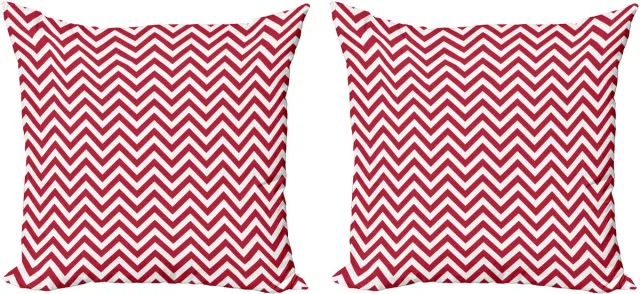 ABAKUHAUS rode sierkussens, kussenhoez 2-pack, klassiek eenvoudig chevronpatroon, 40x40 cm, donker koraalwit