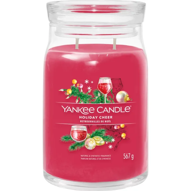 Yankee Candle Holiday Cheer Large Jar Geurkaars - 90 branduren - twee lonten Rood