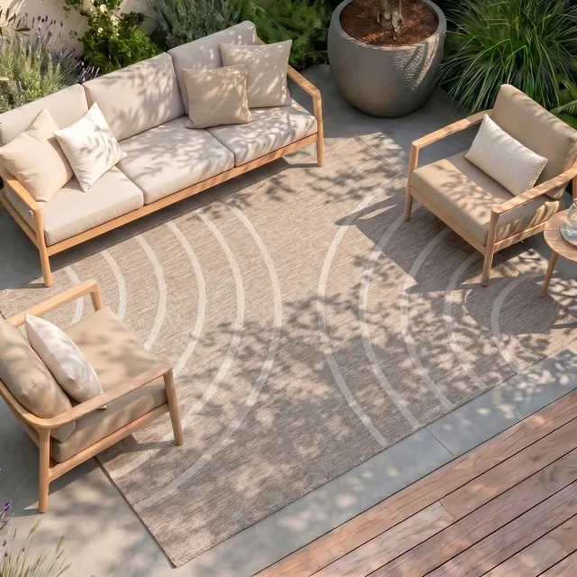 Fraai buitenkleed - Sierra Curves Beige/Creme - 160x230cm