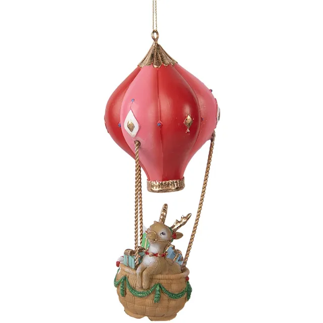 Clayre & Eef Kersthanger Luchtballon Ø 7x17 cm Rood Kunststof